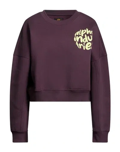 Alpha Industries Woman Sweatshirt Plum Size M Cotton, Polyester In Purple