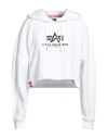 Alpha Industries Woman Sweatshirt White Size L Cotton, Polyester In White