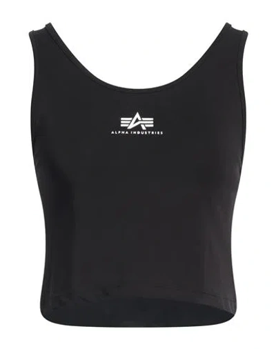 Alpha Industries Woman Top Black Size L Cotton, Elastane