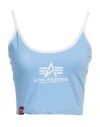 Alpha Industries Woman Top Light Blue Size L Cotton, Elastane