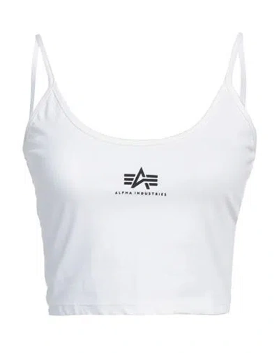 Alpha Industries Woman Top White Size M Cotton, Elastane