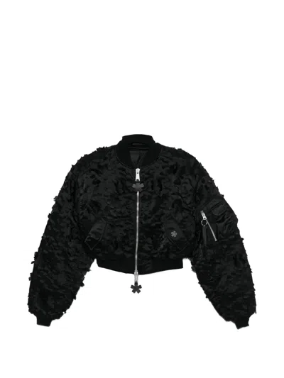 Alpha Industries X Cecile Bahnsen Ma-1 Flower-appliqué Zipped Bomber Jacket In Black