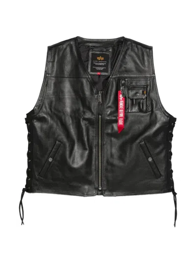 Alpha Industries X-force Leather Vest In Black