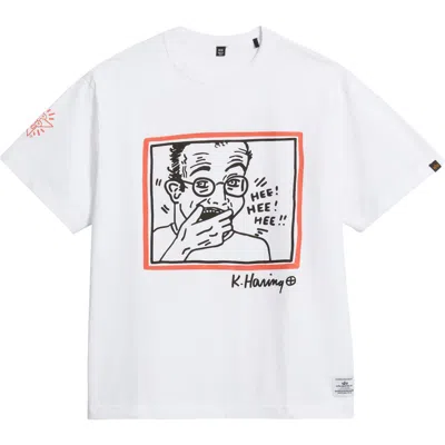 Alpha Industries X Keith Haring Hee Hee Graphic T-shirt In White