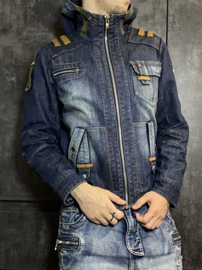 Pre-owned Alpha Industries X Number N Ine Vintage Denim Military Jacket Napoleon Rick Yohji Mm6 Raf In Blue