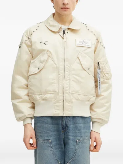 Alpha Industries X Thug Club Stud-embellished Patch Jacket In Neutral