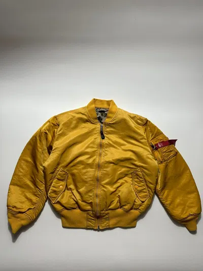 Pre-owned Alpha Industries X Vintage Alpha Industries Ma-1 Reversible Gold-camo Fly Bomber Jacket In Yellow