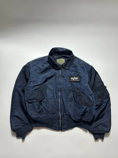 Pre-owned Alpha Industries X Vintage Alpha Industries Vintage Nylon Fly Bomber Jacket In Navy