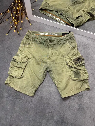 Pre-owned Alpha Industries X Vintage Y2k Alpha Industries Faded Cargo Military Shorts In Green