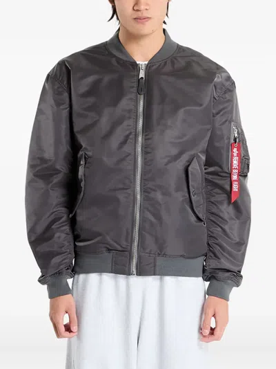 Alpha Industries Zip-fastening Bomber Jacket In Gray