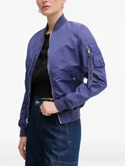 Alpha Industries Zip-up Bomber Jacket In Blue