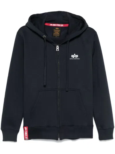 Alpha Industries Zip-up Hoodie In Blue