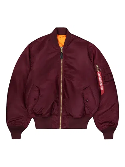Alpha Industries Zip-up Reversible Bomber Jacket In Red