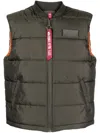 Alpha Industries Zipped Padded Vest In Green