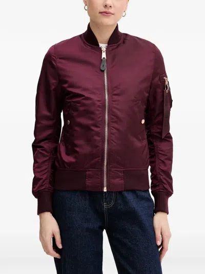 Alpha Industries 지퍼 포켓 봄버 재킷 In Burgundy