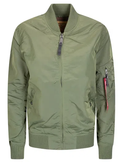 Alpha Industries Zip-pocket Bomber Jacket In Green
