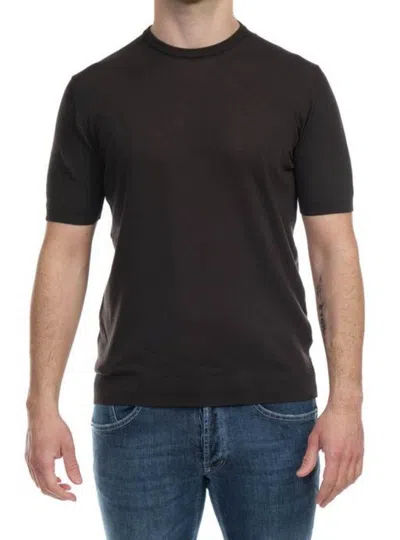 Alpha Studio - Round Half Sleeve Cotton Crepe Au4020cs 1027 Caffe