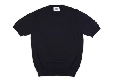 Alpha Studio - Round Neck M/m Cotton Crepe Au-502oc 1043 Blue