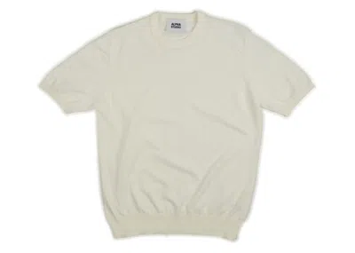 Alpha Studio - Round Neck M/m Cotton Crepe Au-502oc 1045 Bianc