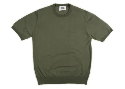 Alpha Studio - Round Neck M/m Cotton Crepe Au-502oc 1048 Salvia