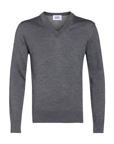 Alpha Studio Man Sweater Grey Size 40 Merino Wool In Gray