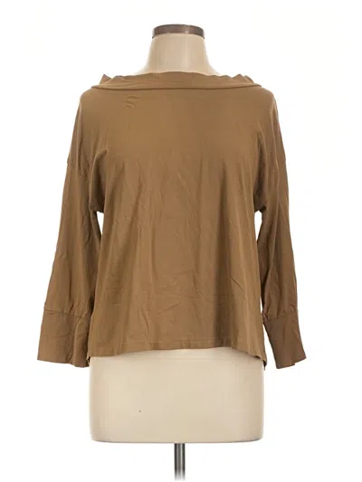 Pre-owned Alpha Studio 3/4 Sleeve Top Brown Cowl Neck Tops