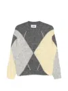 Alpha Studio Argyle Knit Sweater In Grey