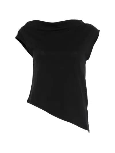 Alpha Studio Asymetrical Tee In Black
