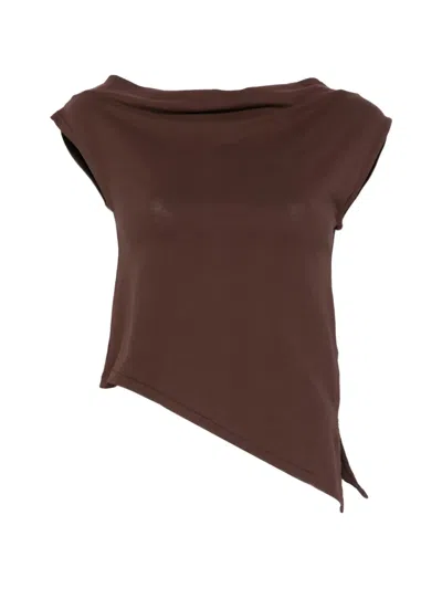 Alpha Studio Asymmetric T-shirt In Brown