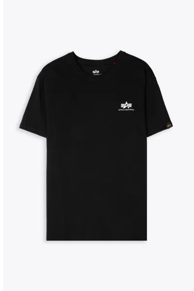 Alpha Studio Basic T Small Logo Black Cotton T-shirt With Chest Logo