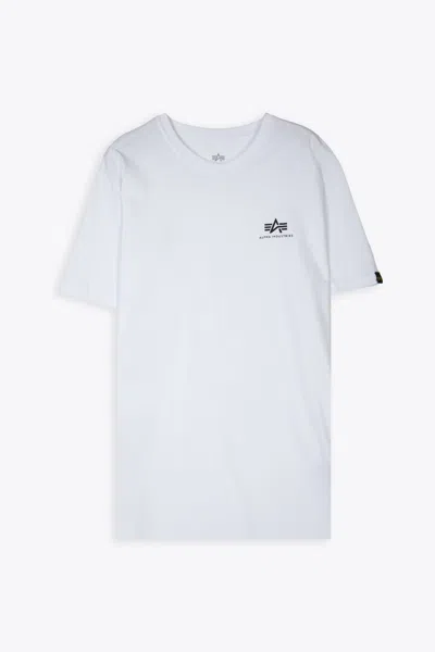 Alpha Studio Basic T Small Logo White Cotton T-shirt With Chest Logo