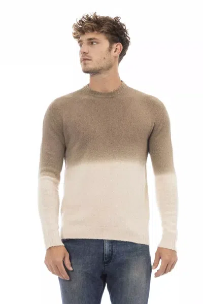 Alpha Studio Beige Alpaca Men Men's Sweater In Sand