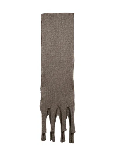 Alpha Studio Beige Metallic Accents Wool-blend Scarf In Gray