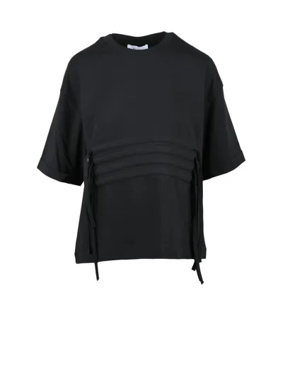 Alpha Studio Black Cotton Elastane Stretch T-shirt In Multi