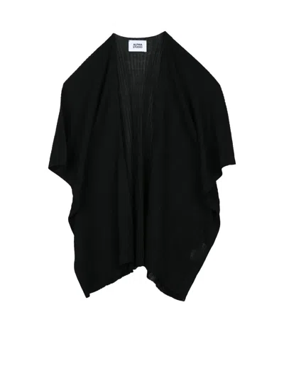 Alpha Studio Black Viscose Polyester Open Cardigan