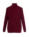 Alpha Studio Zip-up Funnel-neck Cardigan In Burgundy