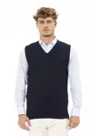 Alpha Studio Blue Viscose Vest In Blue