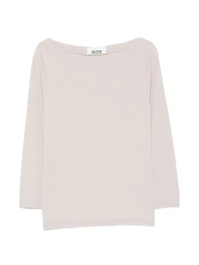 Alpha Studio Boat-neck Sweater In Gray