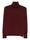 Alpha Studio Bordeaux Merino Wool Sweater With High Turtleneck In Burgundy