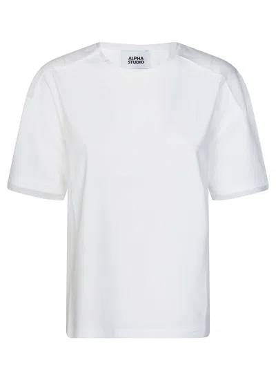 Alpha Studio Boxy Insert T-shirt For Women In White
