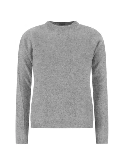 Alpha Studio Brushed-finish Crew-neck Sweater In Gray