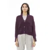 Alpha Studio Burgundy Merino Wool Cardigan In Purple