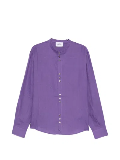 Alpha Studio Button Collar Shirt In Purple