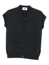 Alpha Studio Button-front Sleeveless Cardigan In Gray