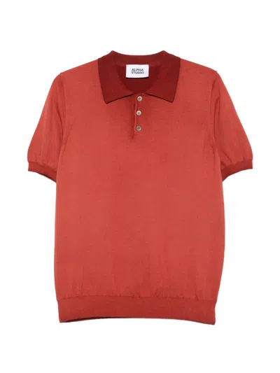Alpha Studio Button Polo Shirt In Red