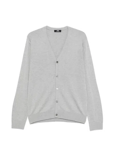Alpha Studio Button V-neck Cardigan In Gray