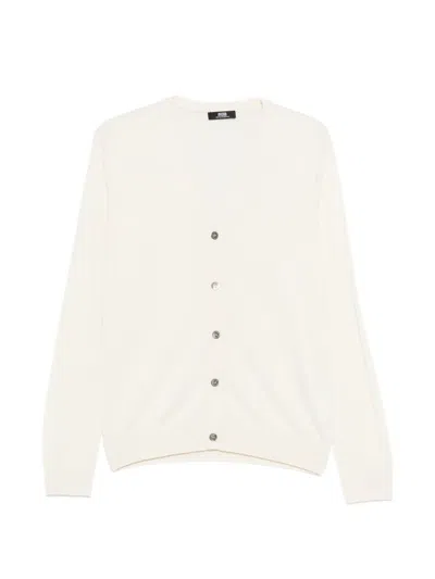 Alpha Studio Button V-neck Cardigan In White