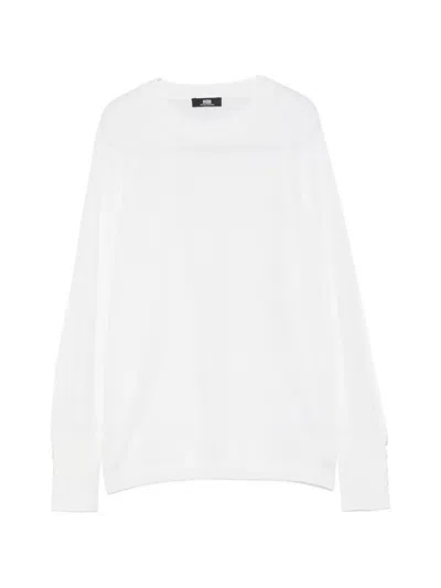 Alpha Studio Button-cuff Long-sleeve Sweater In White