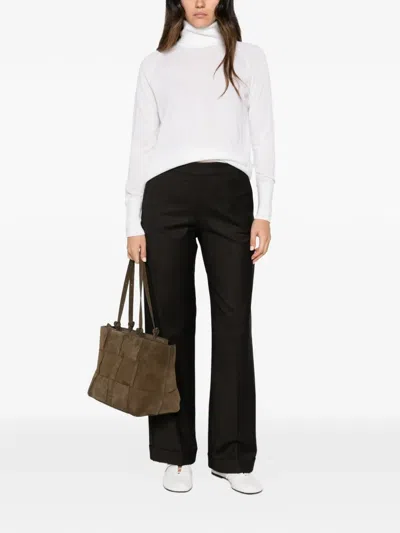 Alpha Studio Button-cuff Roll-neck Sweater In White