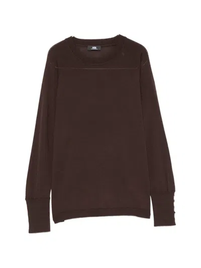 Alpha Studio Button-cuff Sweater In Brown